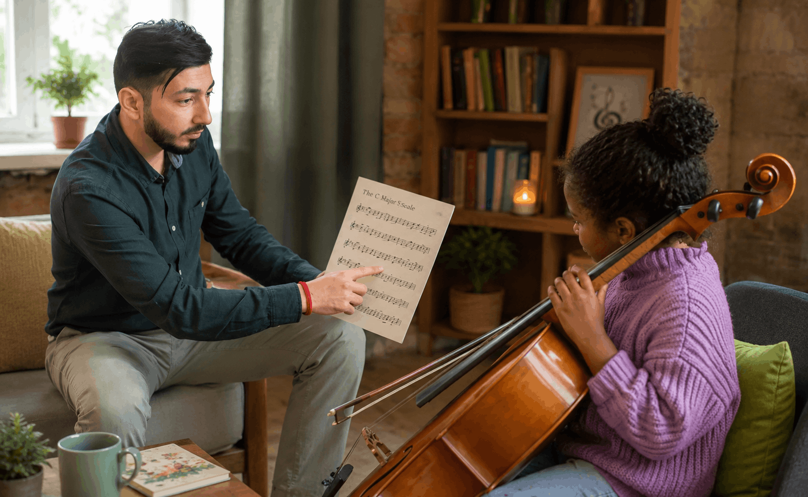 Teacher with cello student